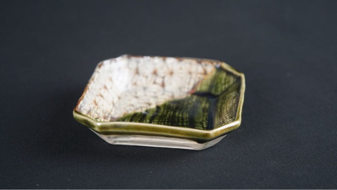 加藤丈助 織部 角小皿 向付 6客 桐箱付 小鉢 懐石料理道具