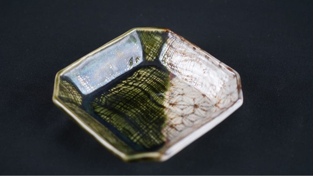 加藤丈助 織部 角小皿 向付 6客 桐箱付 小鉢 懐石料理道具