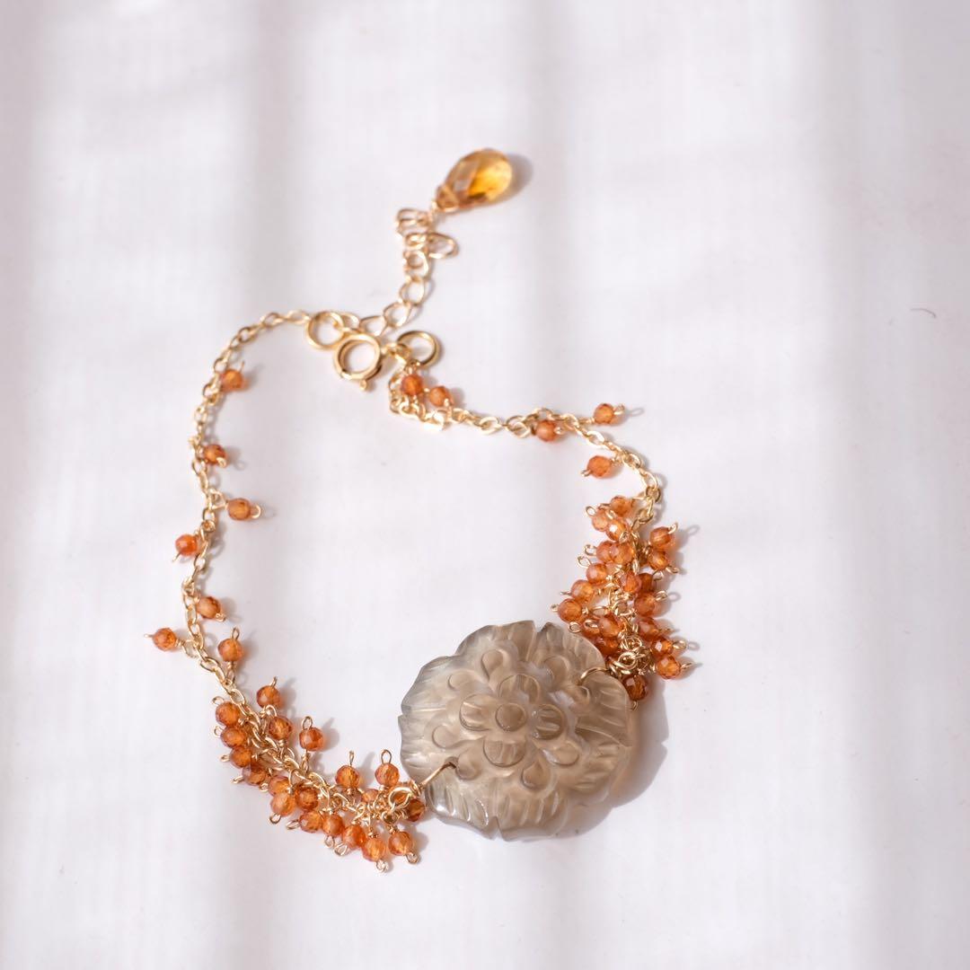 14kgfスモーキークォーツ✖️MOPブレスレット