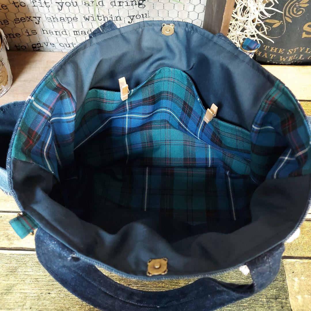 デニムバック　No.606　デニムリメイク　サイドポケット　デニムパッチワーク