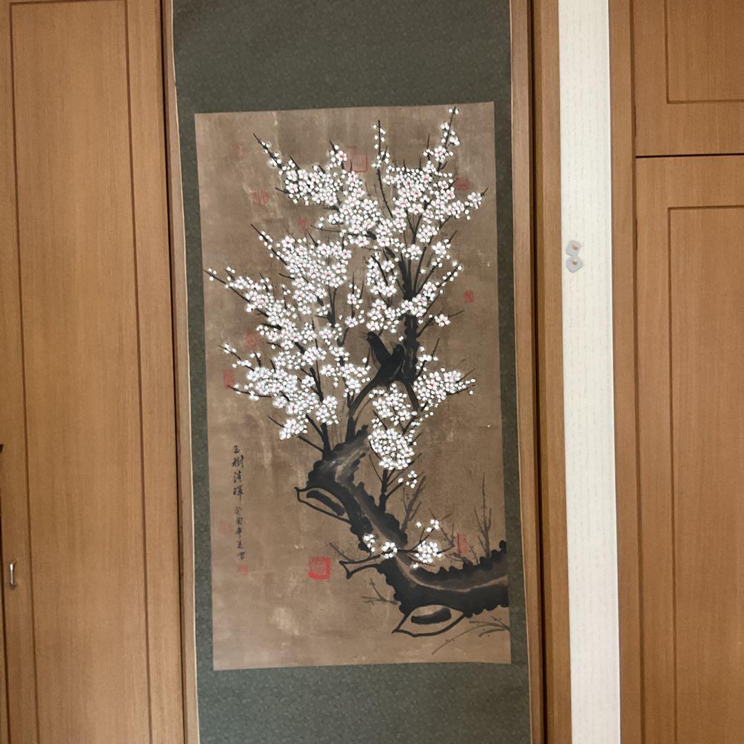 中国画 作者不詳作 絹本大幅 ダイナミックな描き込み 素晴らしい作品