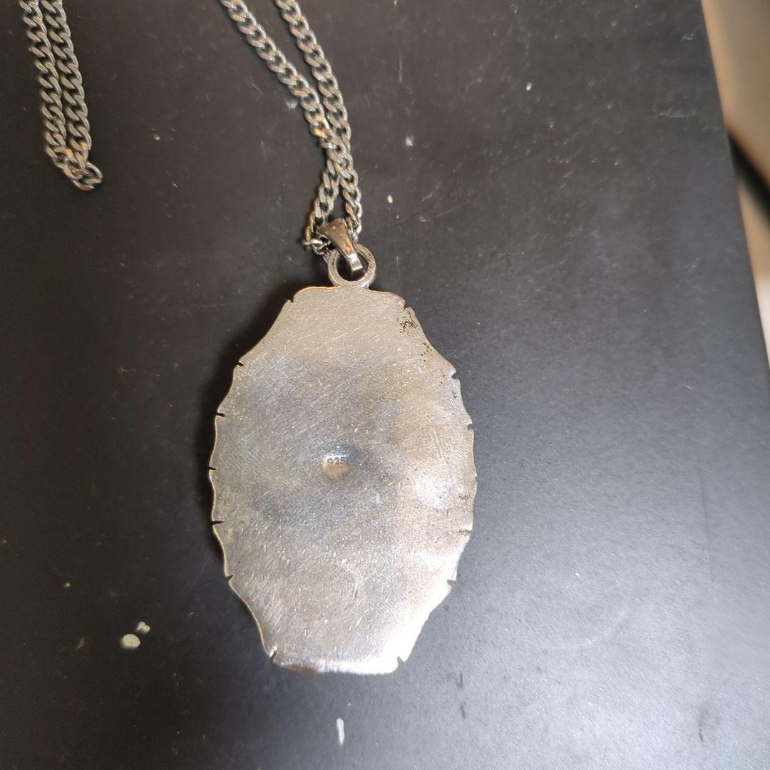 ターコイズ、スパイダーウェイブシルバーペンダント