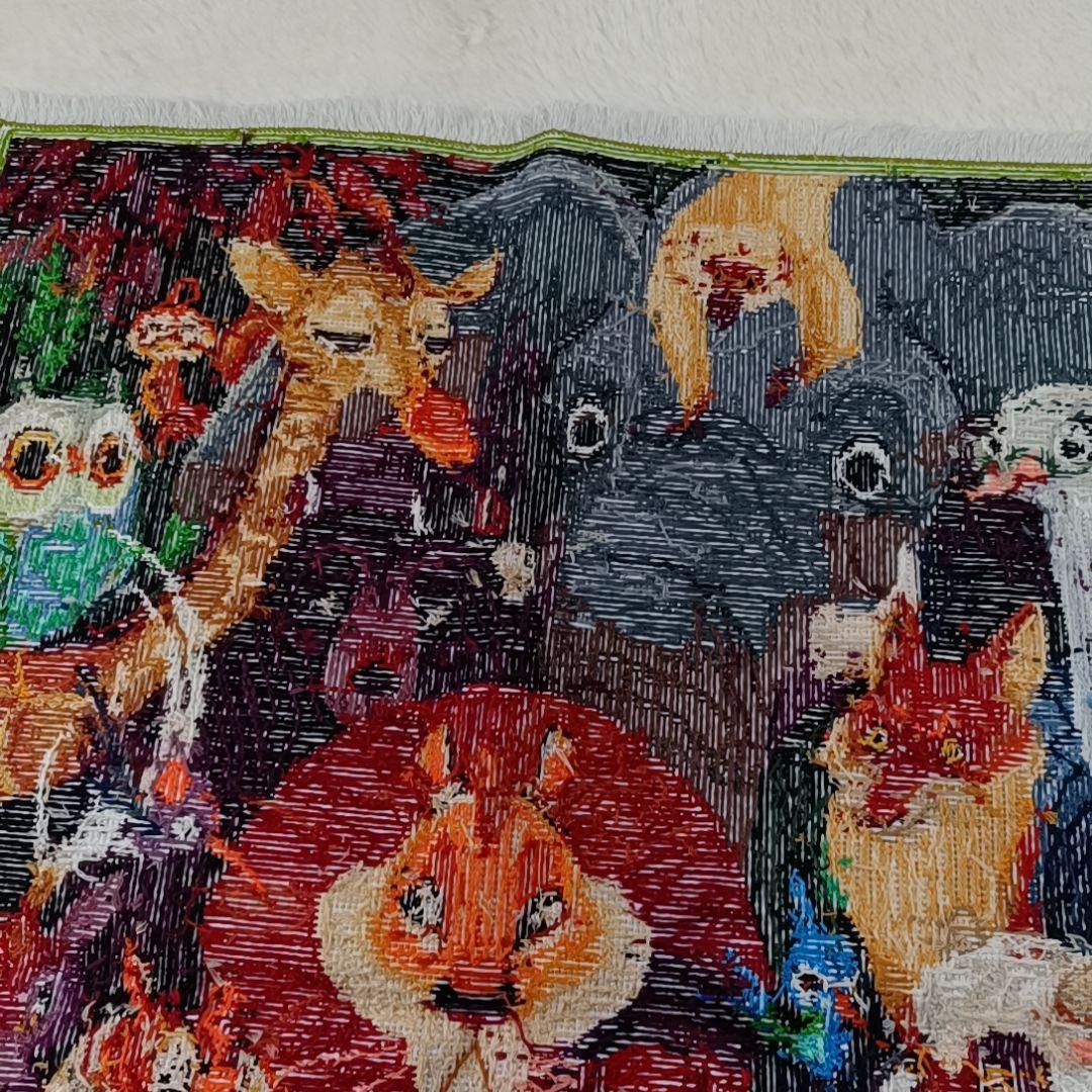 ☆完成品☆ハンドメイド クロスステッチ 動物大集合 刺繍 世界名作劇場 ライオン