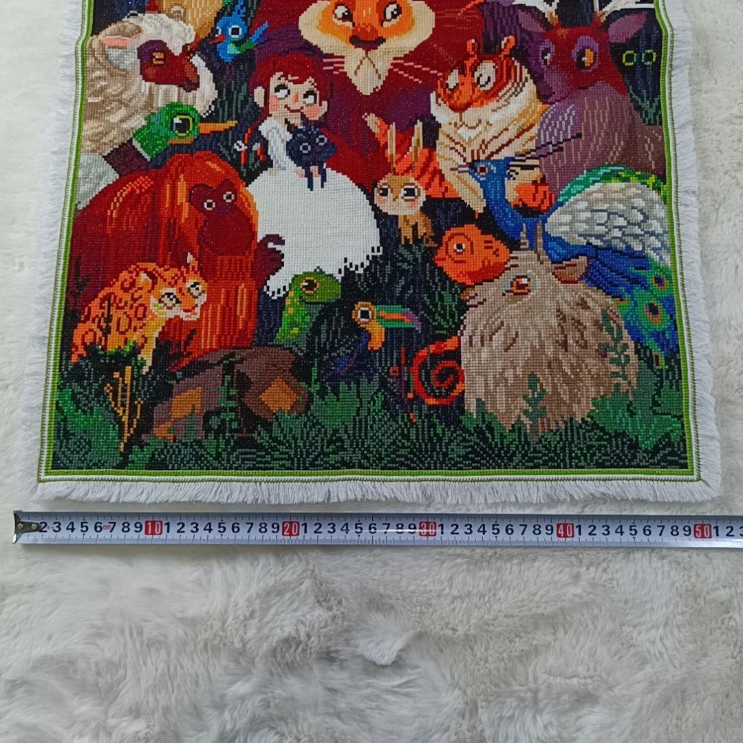 ☆完成品☆ハンドメイド クロスステッチ 動物大集合 刺繍 世界名作劇場 ライオン