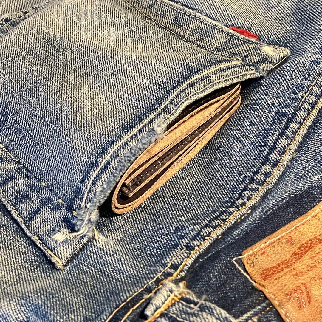 お札が折れない！ミドルトラッカーウォレット　2層 真鍮 ブラス 栃木レザー