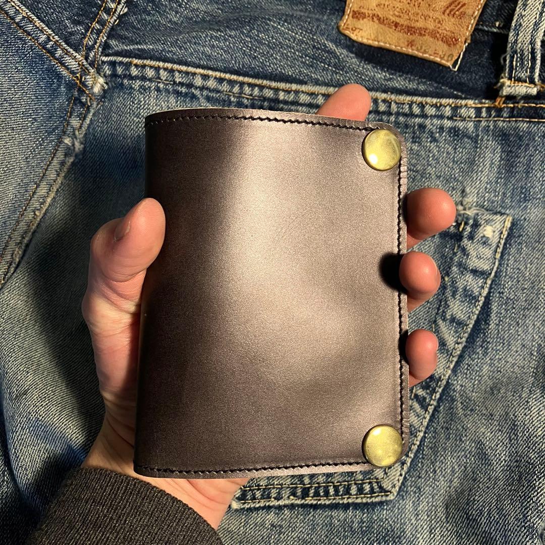 お札が折れない！ミドルトラッカーウォレット　2層 真鍮 ブラス 栃木レザー