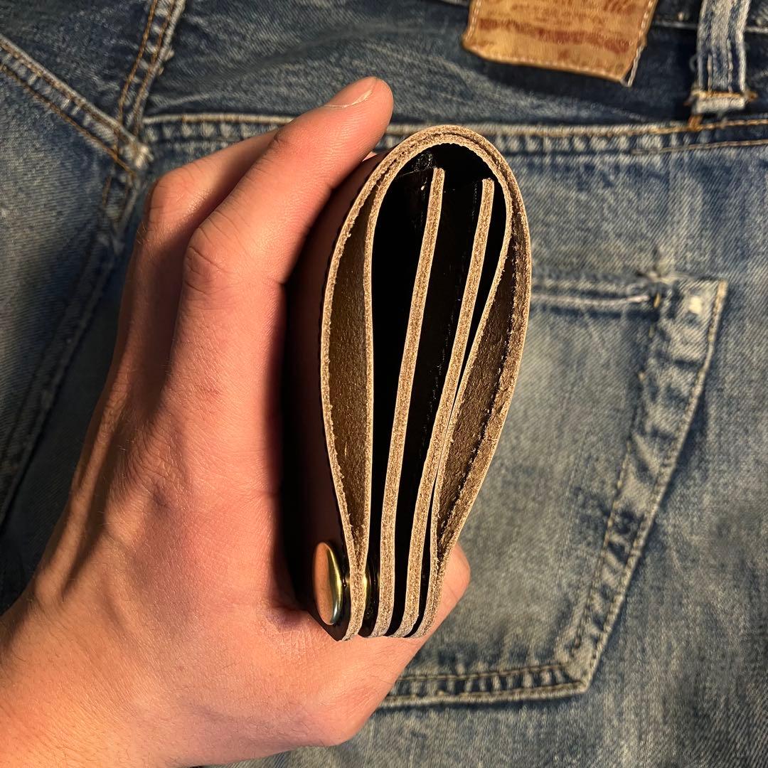 お札が折れない！ミドルトラッカーウォレット　2層 真鍮 ブラス 栃木レザー