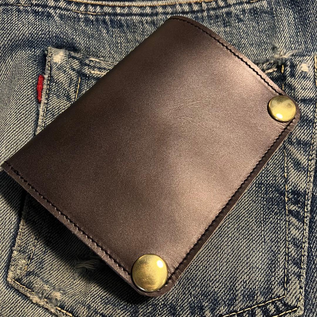 お札が折れない！ミドルトラッカーウォレット　2層 真鍮 ブラス 栃木レザー