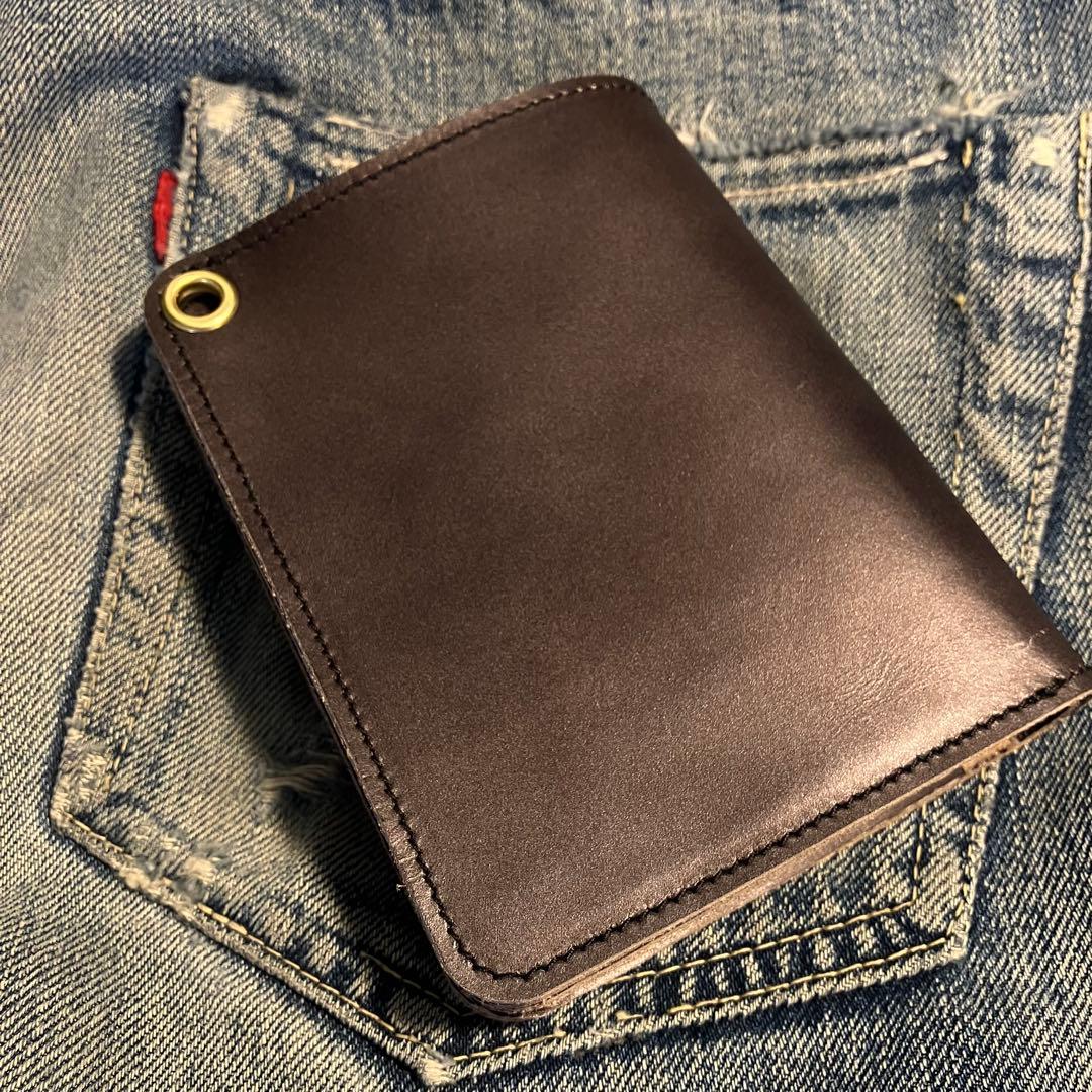 お札が折れない！ミドルトラッカーウォレット　2層 真鍮 ブラス 栃木レザー
