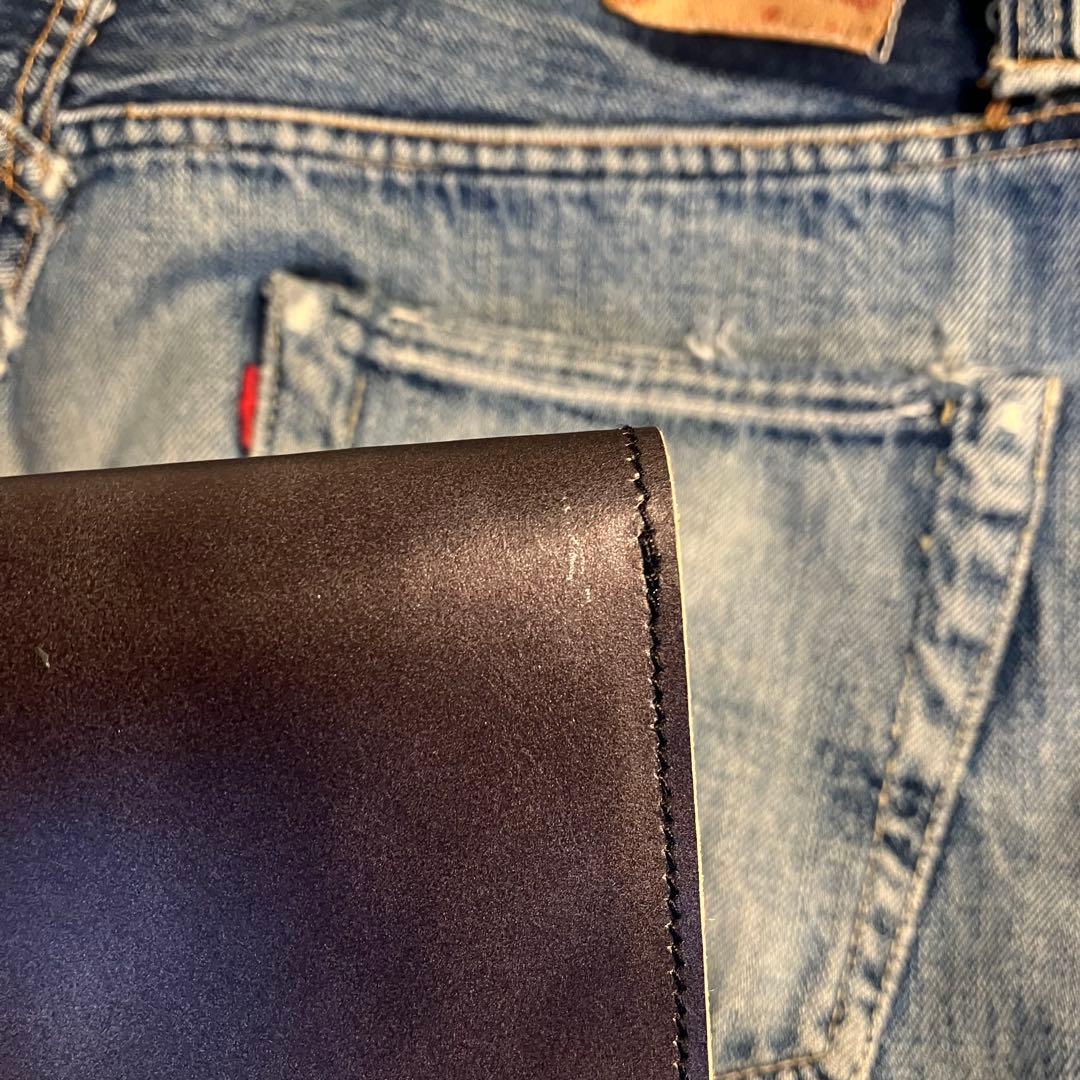 お札が折れない！ミドルトラッカーウォレット　2層 真鍮 ブラス 栃木レザー