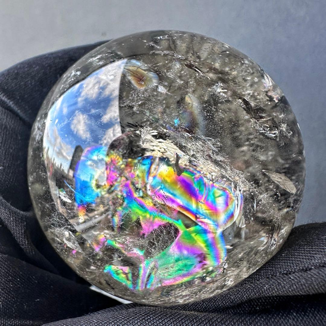 爆レア❗️ヒマラヤ水晶 丸玉 虹入り 天然石 パワーストーン☆パワー浄化A1118