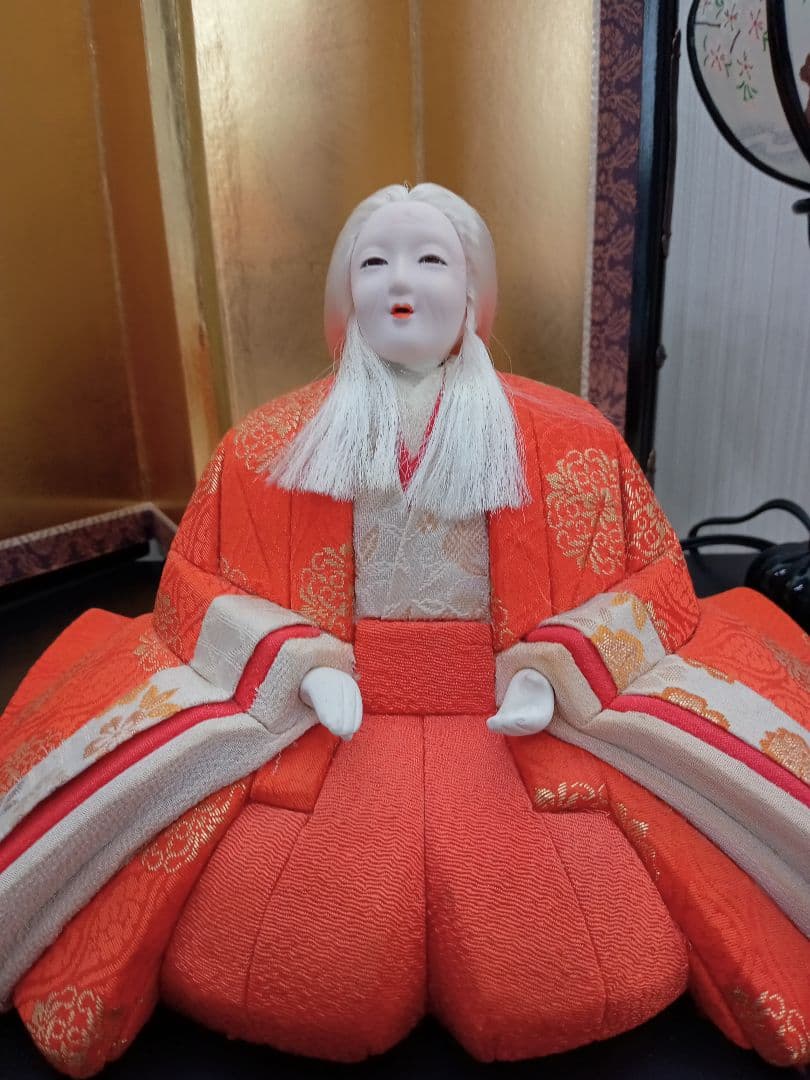 雛人形　百歳雛（ももとせびな）木目込み人形　金屏風　雪洞付　長寿　変わり雛