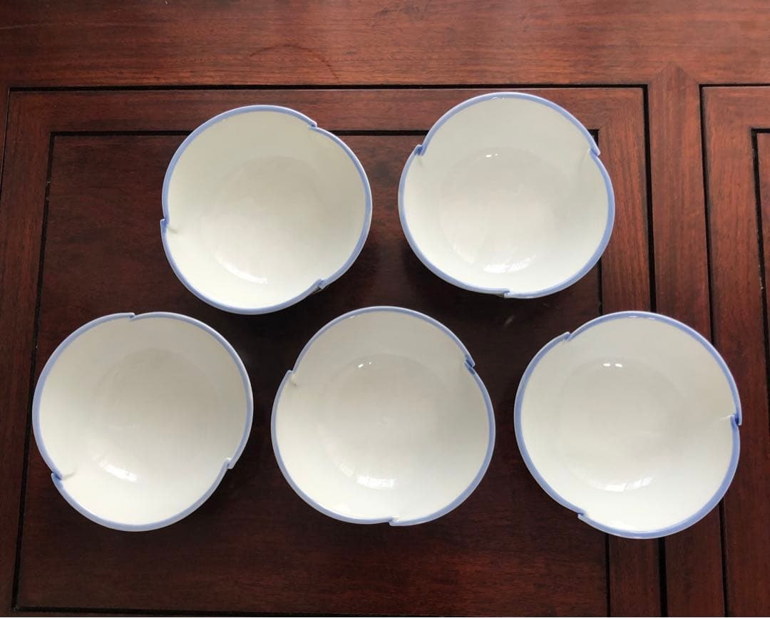 三川内焼　平戸祥山　手彩染付　中鉢　5枚組