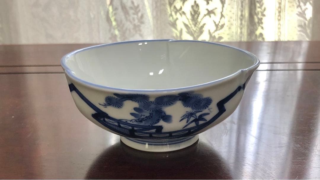 三川内焼　平戸祥山　手彩染付　中鉢　5枚組