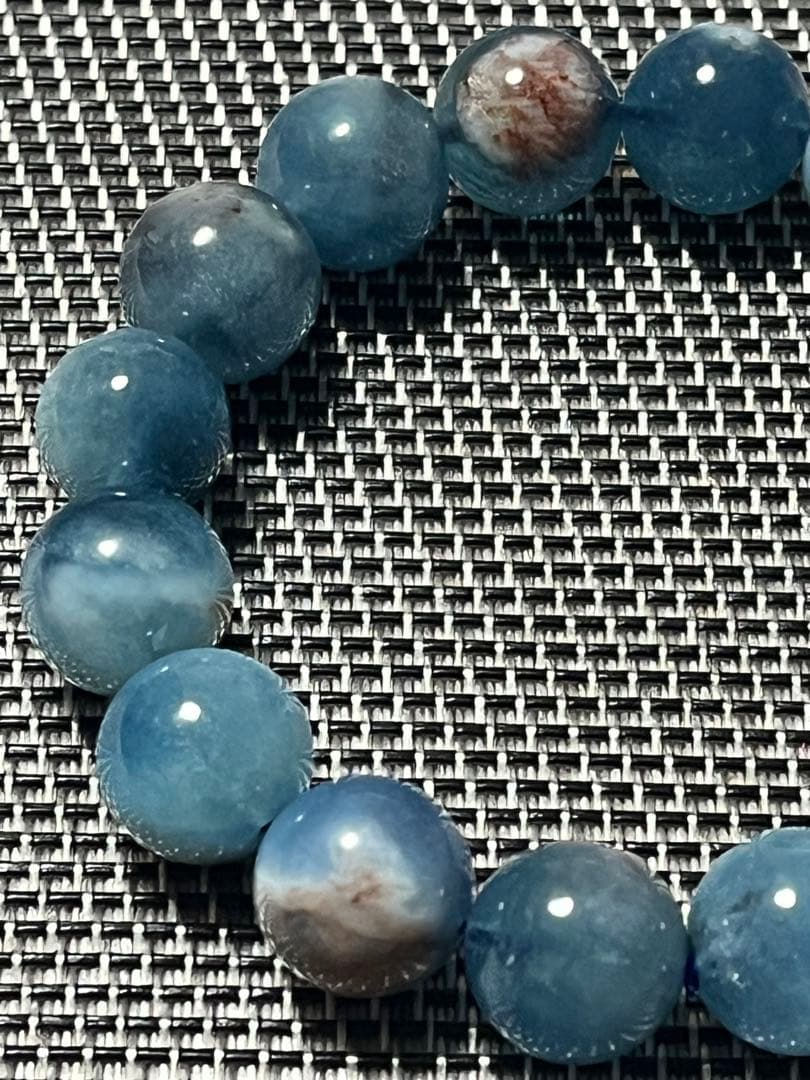 希少！母岩付きアクアマリンのブレスレット 天然石 約13mm