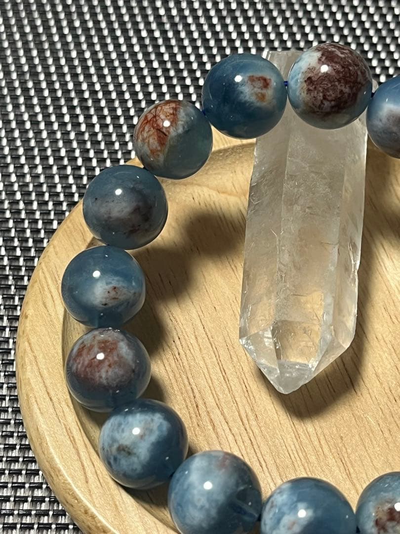 希少！母岩付きアクアマリンのブレスレット 天然石 約13mm
