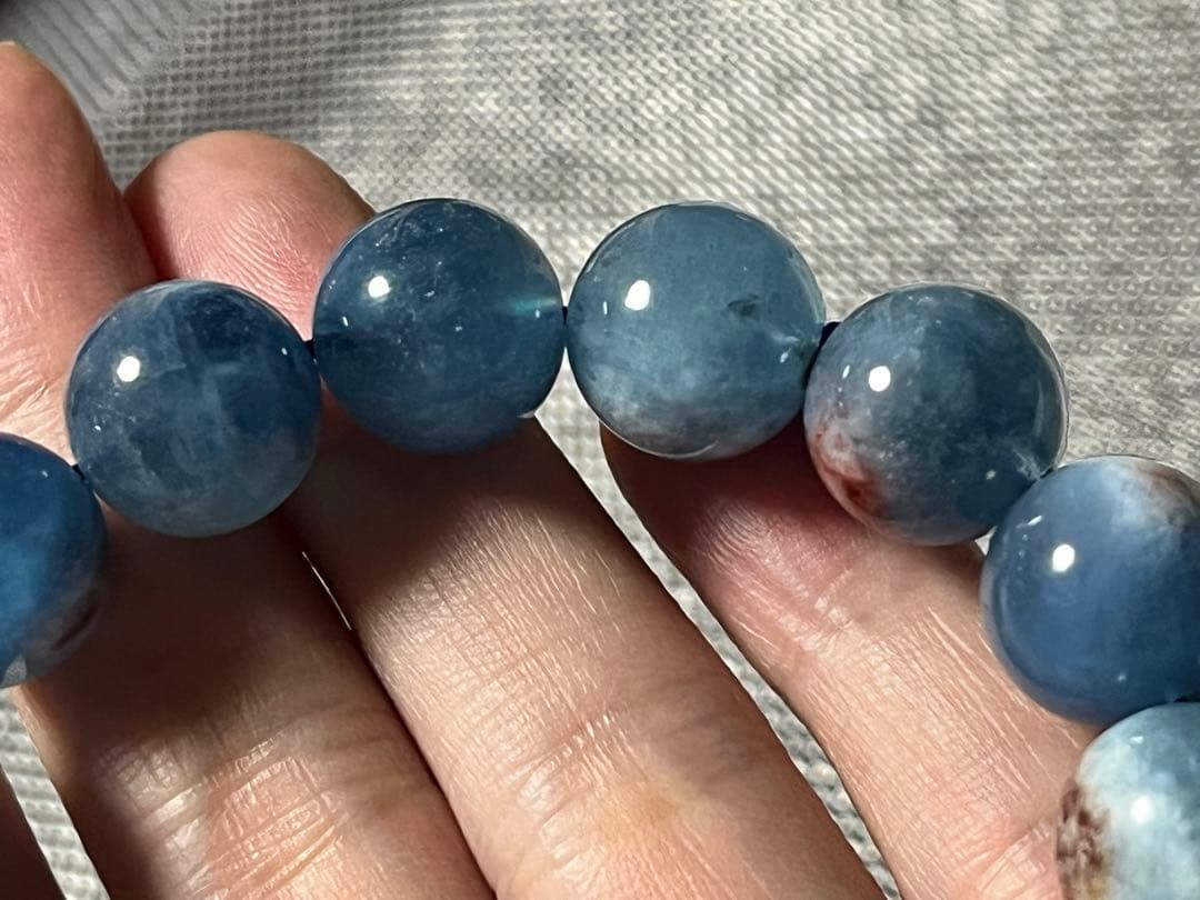 希少！母岩付きアクアマリンのブレスレット 天然石 約13mm