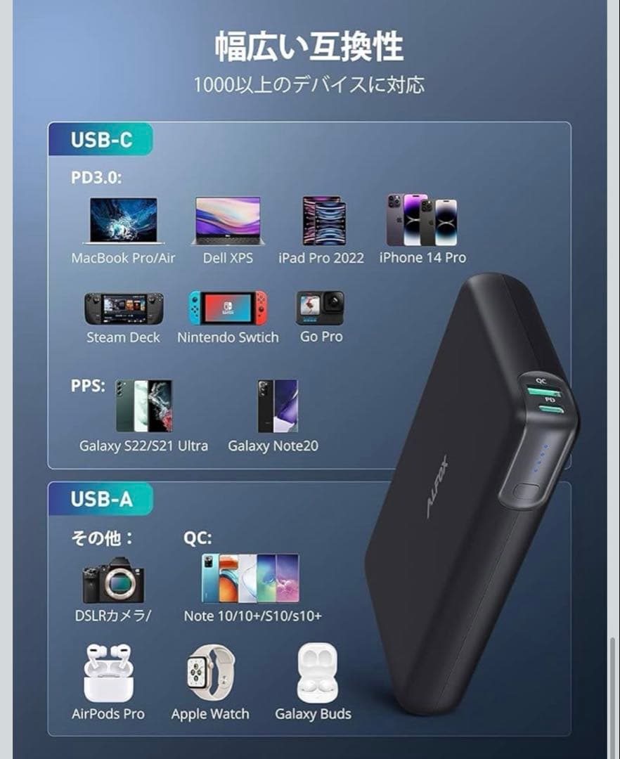 Fivaric 100W モバイルバッテリー PD 30000mAh 大容量