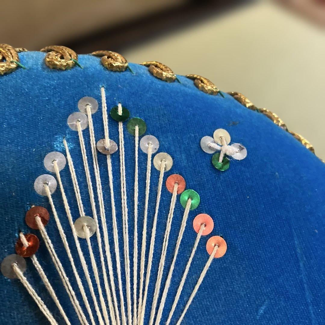 メキシカンハット 青色 刺繍入り