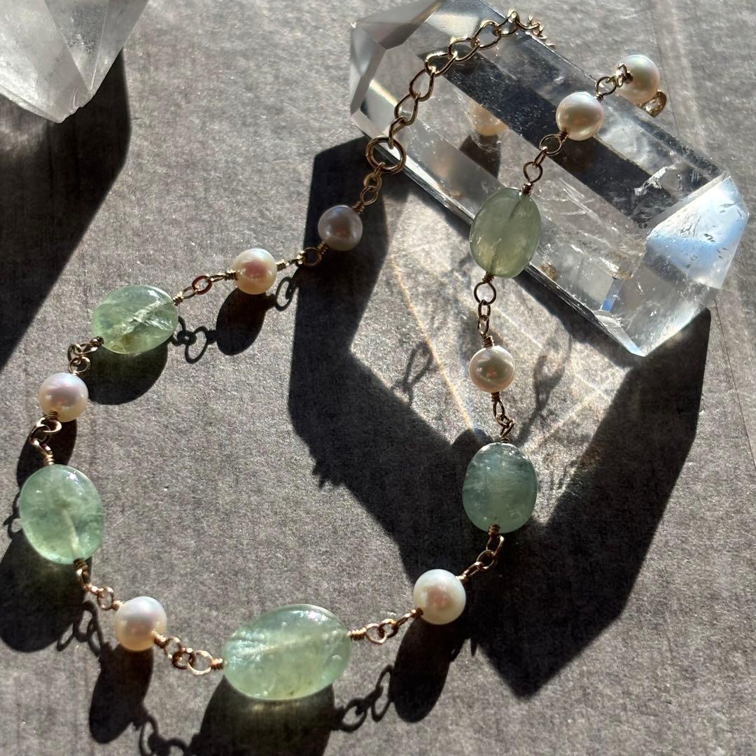 ロシア産エメラルド＆淡水パール✴︎14kgfブレスレットB182