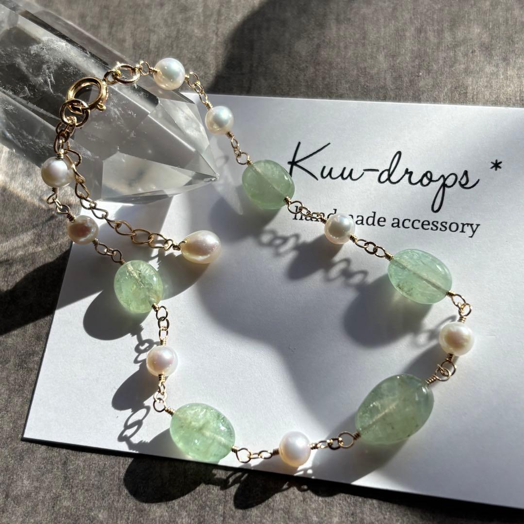 ロシア産エメラルド＆淡水パール✴︎14kgfブレスレットB182