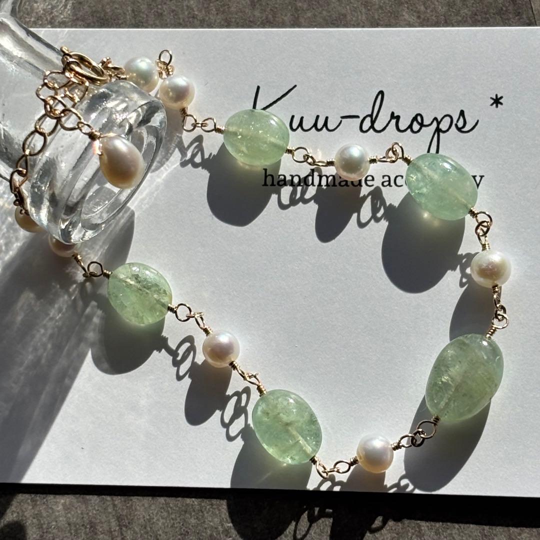 ロシア産エメラルド＆淡水パール✴︎14kgfブレスレットB182