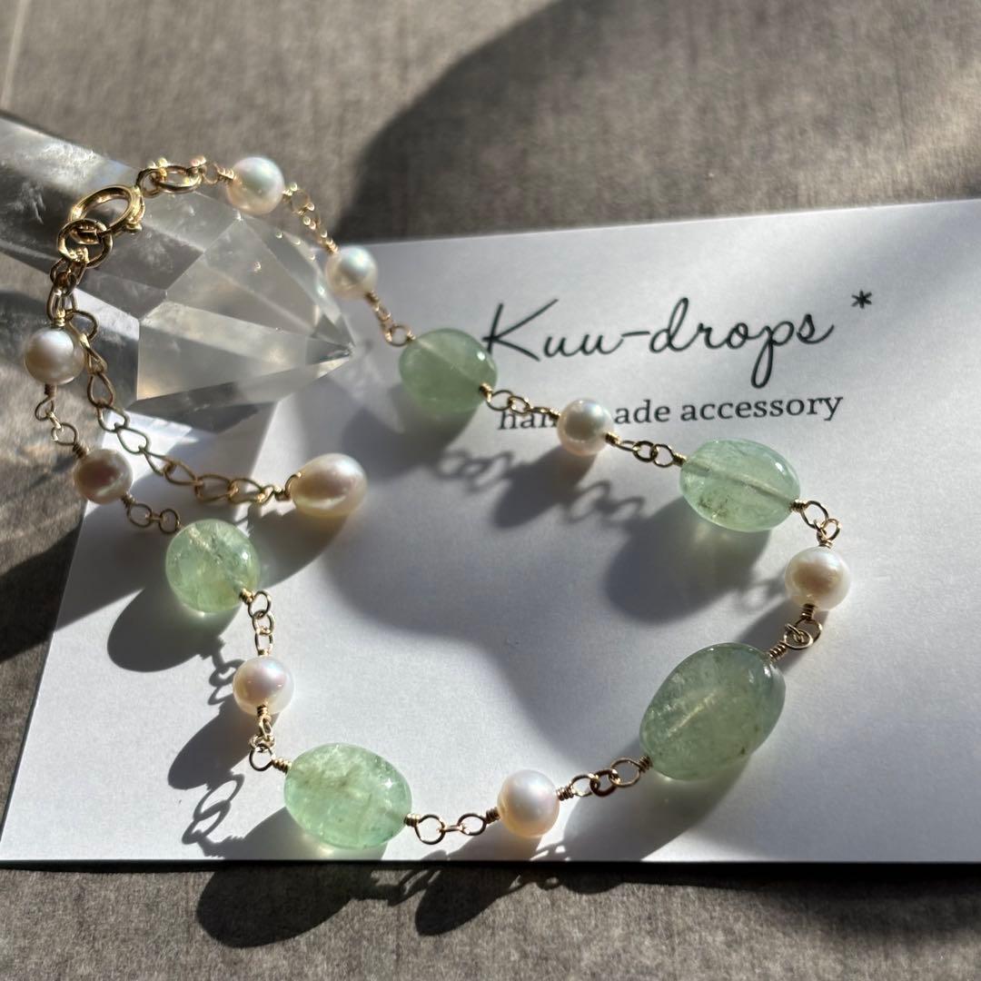 ロシア産エメラルド＆淡水パール✴︎14kgfブレスレットB182