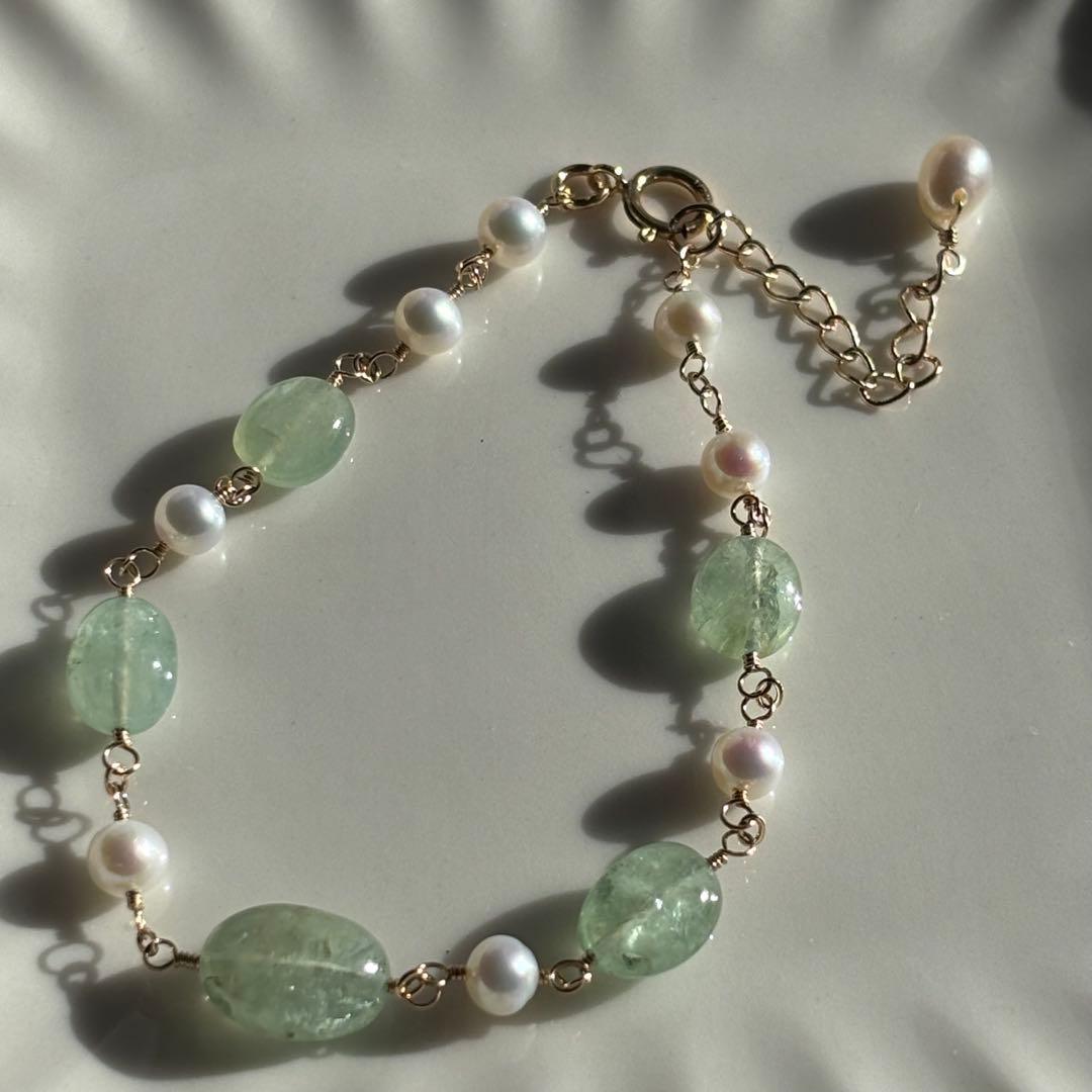 ロシア産エメラルド＆淡水パール✴︎14kgfブレスレットB182