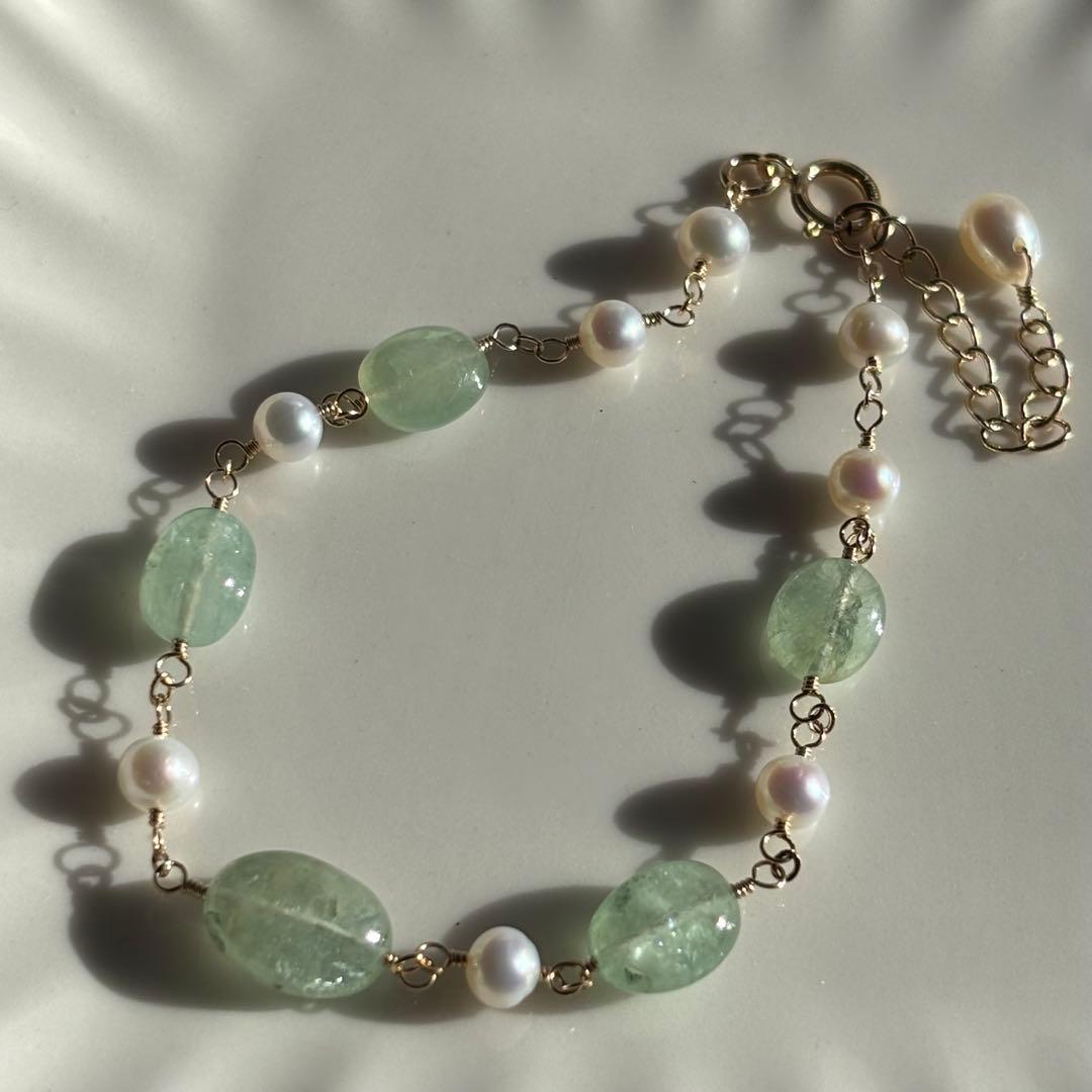 ロシア産エメラルド＆淡水パール✴︎14kgfブレスレットB182