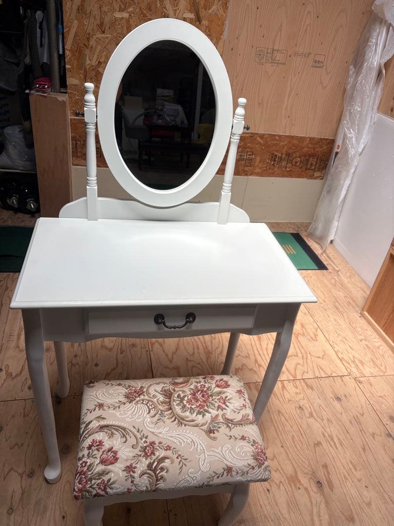 ホワイト 木製 ドレッサー・鏡台