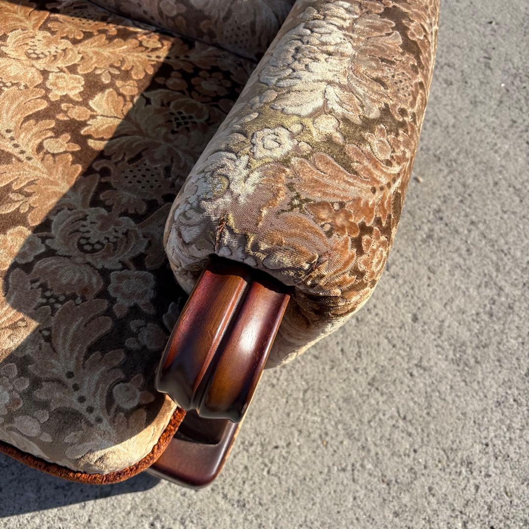 ①カリモク 金華山 1人掛けソファ アームチェア 昭和レトロ ヴィンテージ古家具