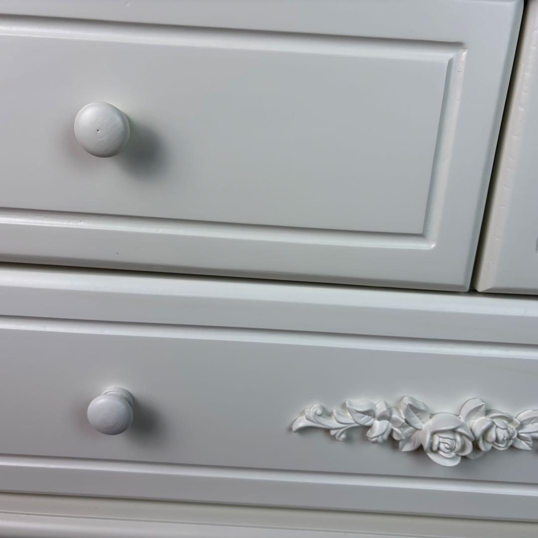 フレンチ調ホワイトチェスト横長木製収納家具姫系洋タンス飾り棚姫かわテレビ台TV台