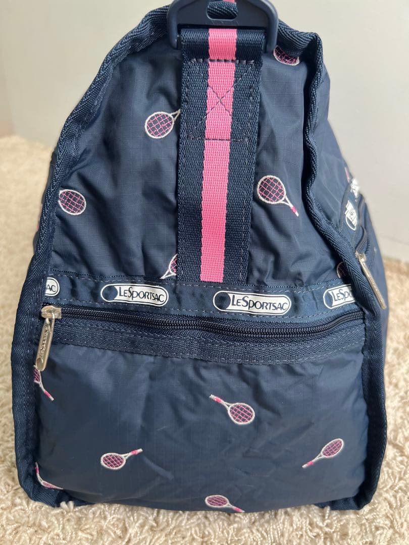 レスポートサック　2wayボストンバッグ　テニスラケット柄　刺繍