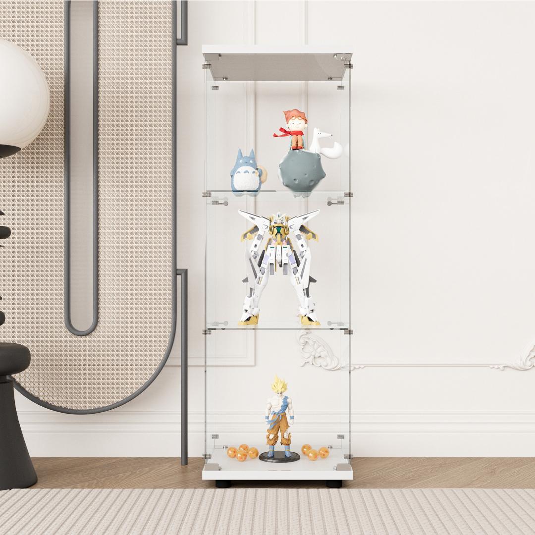 【新品】コレクションケース 3段スリム 棚 ホワイト ガラス フィギュアケース