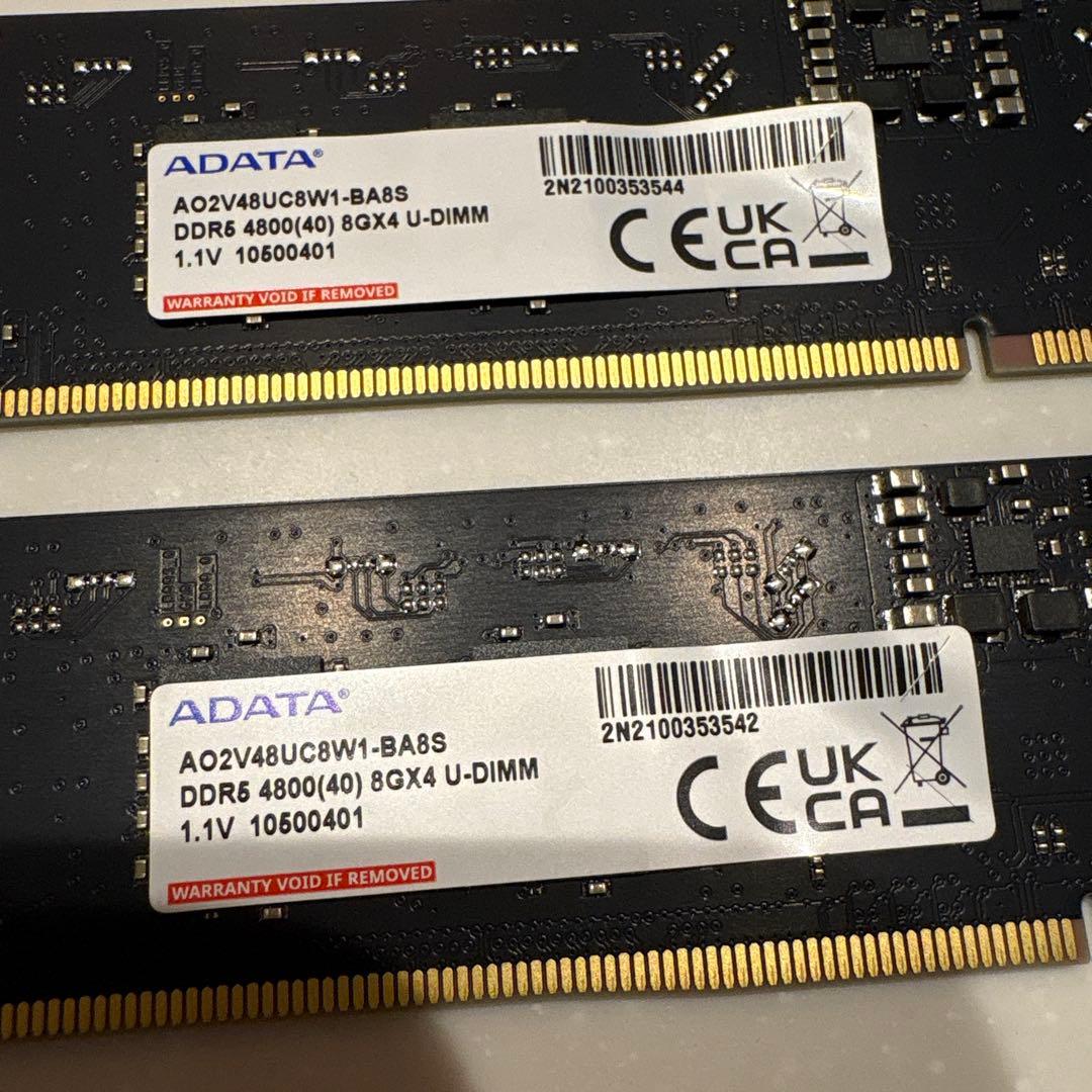 【最終価格】ADATA DDR5-4800 16GB（8GB×2枚）