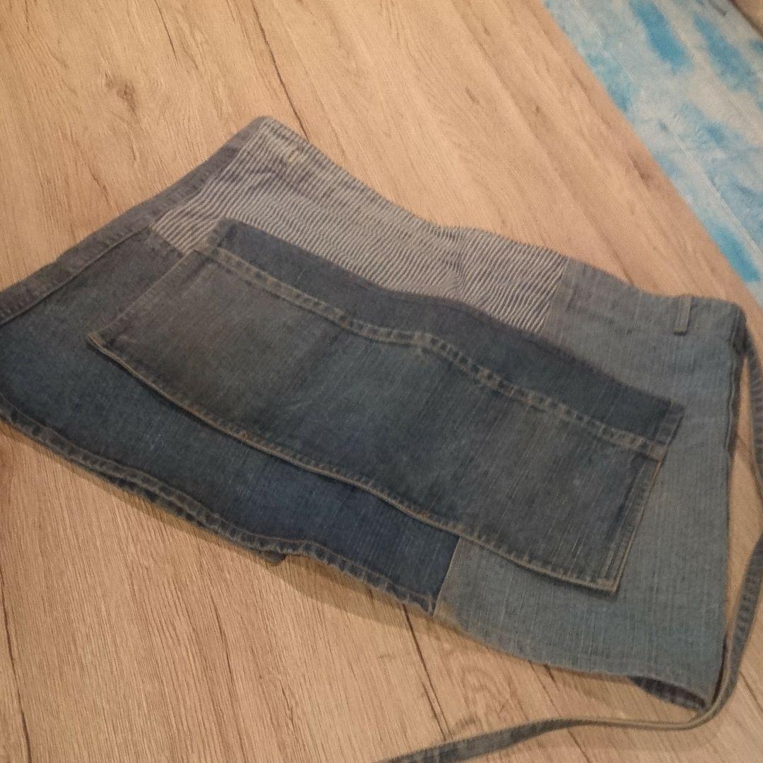 バラ売り可能、5枚セット デニム パッチワーク サロン エプロン