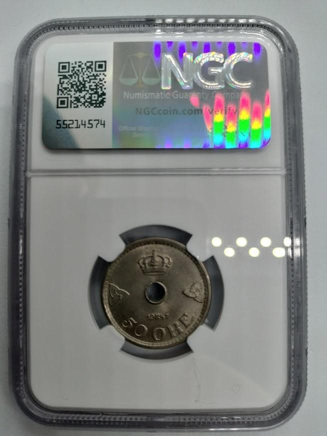 NGC MS64 1947 ノルウェース 50 オール