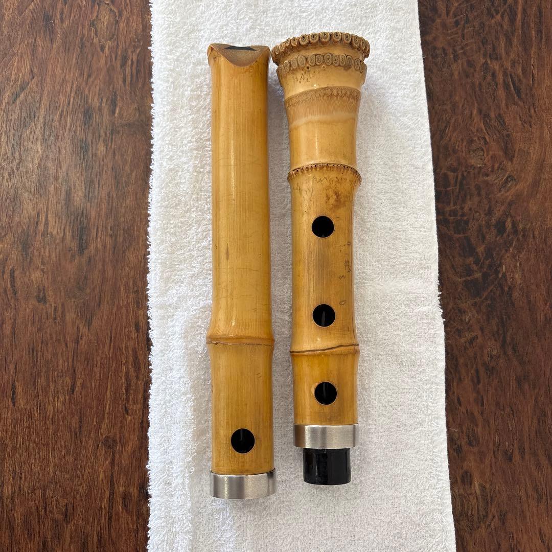 尺八 竹治刻印2ヶ所　 竹製　琴古流　約45.5cm