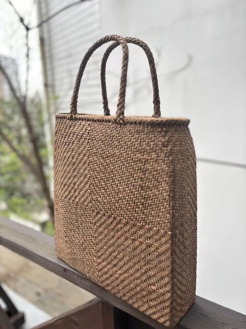国産山葡萄 山葡萄かごバッグ 網代編み 細ひご 内布あり Lサイズ 軽量