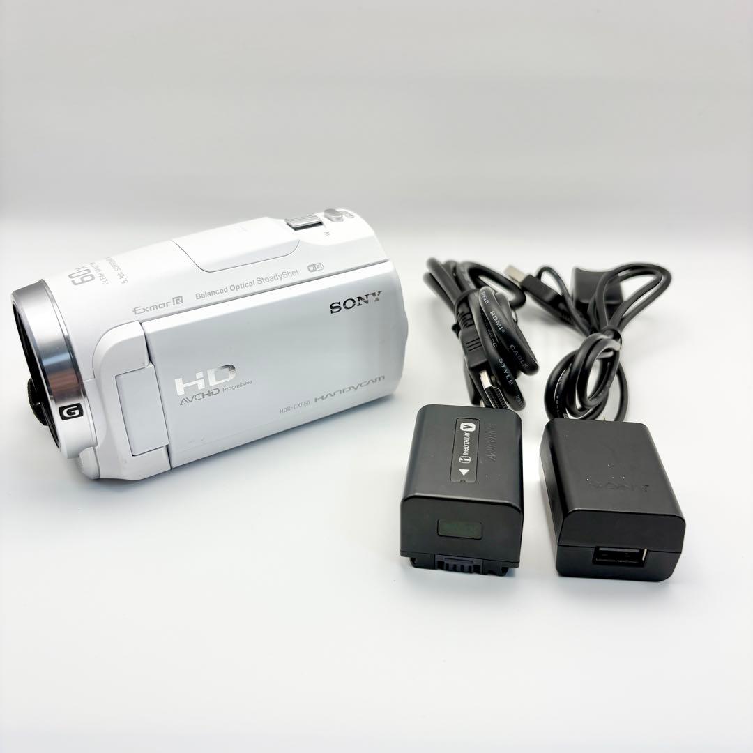【美品】SONY HDR-CX680 ビデオカメラ 白 2024年製　ホワイト