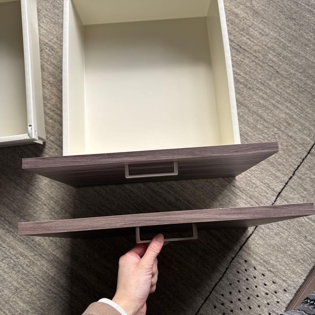 TAKARA キッチン　DIY ブラウン引き出し 金属製ハンドル付き2個セット