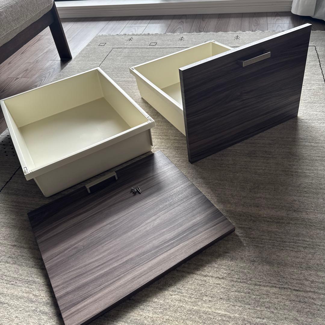 TAKARA キッチン　DIY ブラウン引き出し 金属製ハンドル付き2個セット