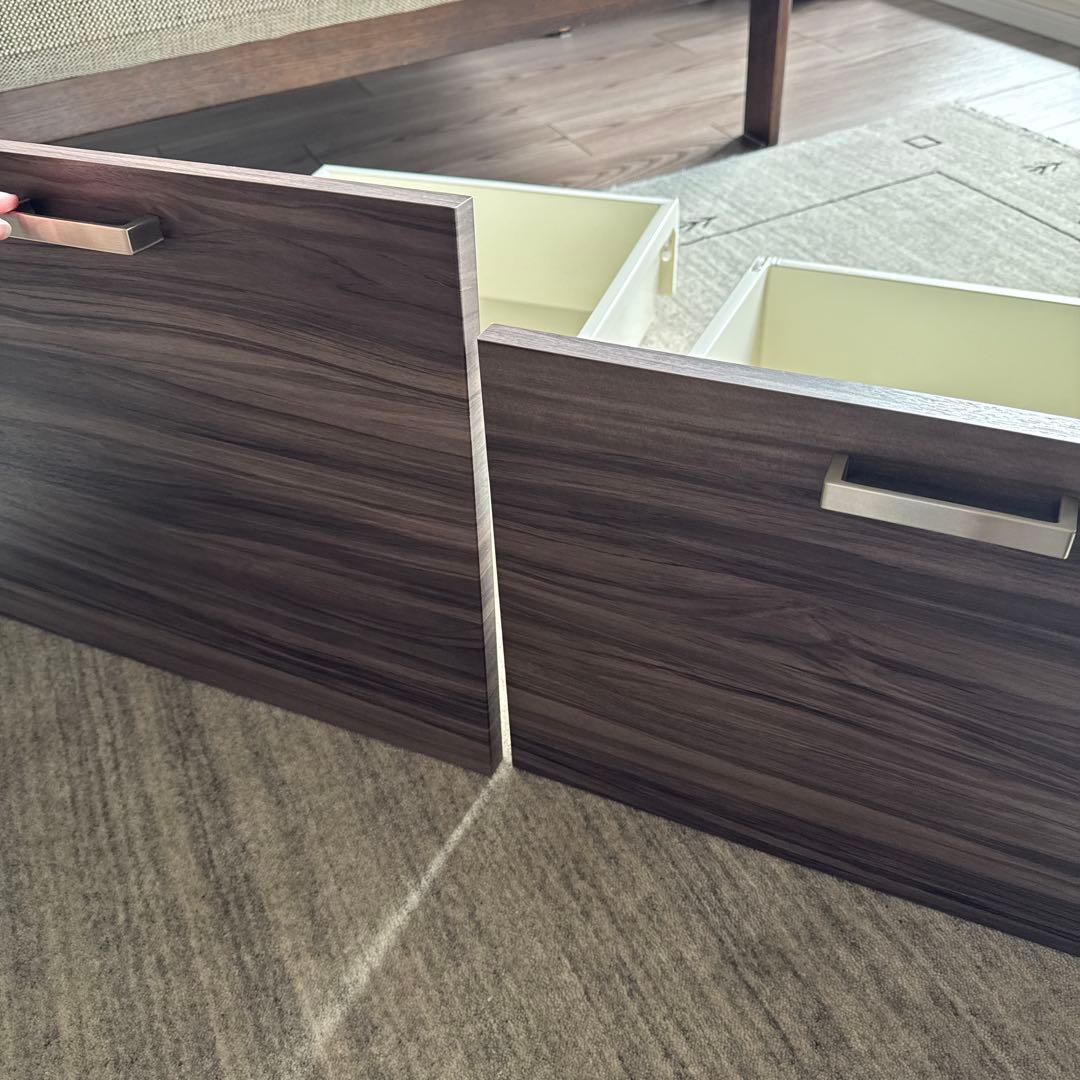 TAKARA キッチン　DIY ブラウン引き出し 金属製ハンドル付き2個セット