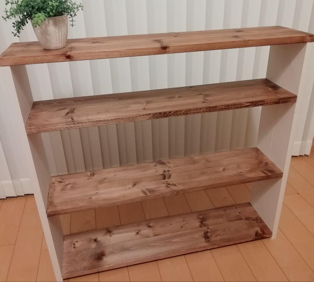 ハンドメイドシェルフ/収納棚/ラック/木製/ホワイト【送料込み】