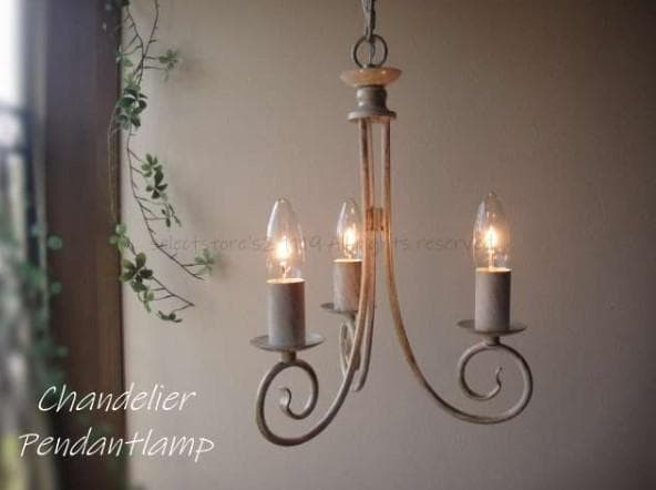 シンプル3灯シャンデリアペンダントランプアンティークホワイトヨーロピアンロココ調