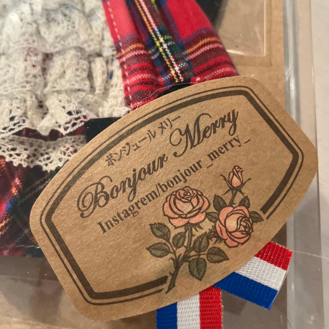 ブライス　作家様　アウトフィット　ボンネット　ヘッドドレス　タータンチェック