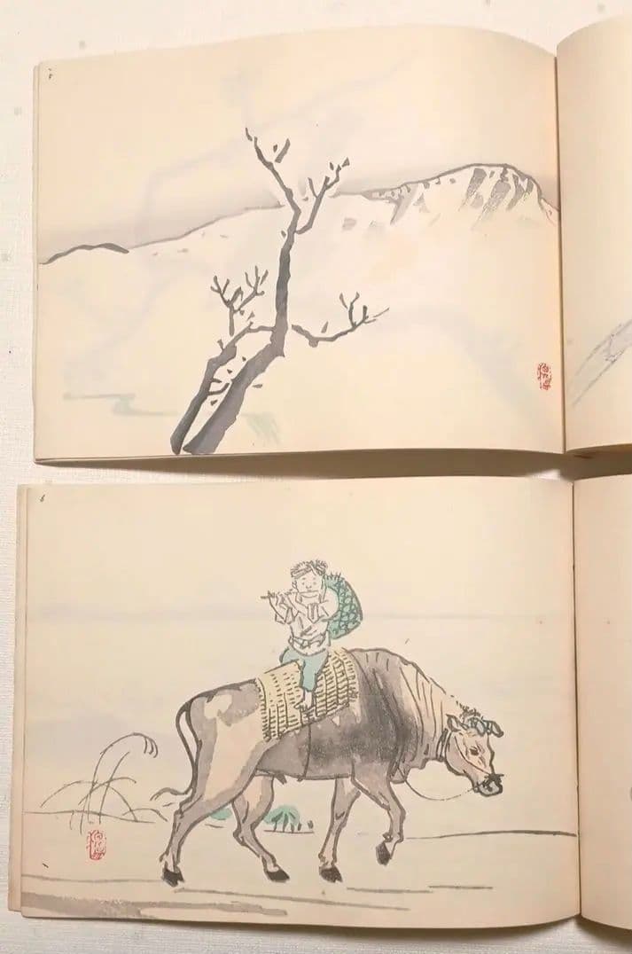 栖鳳習畫帖版画本全4冊の内第2、3、4巻3冊売り竹内栖鳳画昭和45年重版出版