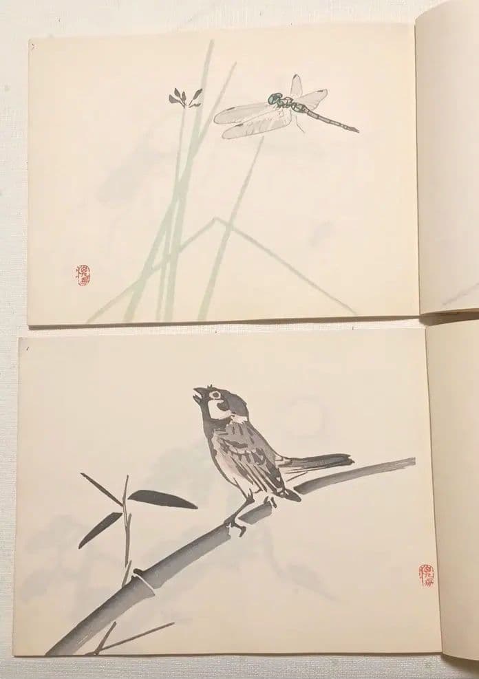 栖鳳習畫帖版画本全4冊の内第2、3、4巻3冊売り竹内栖鳳画昭和45年重版出版