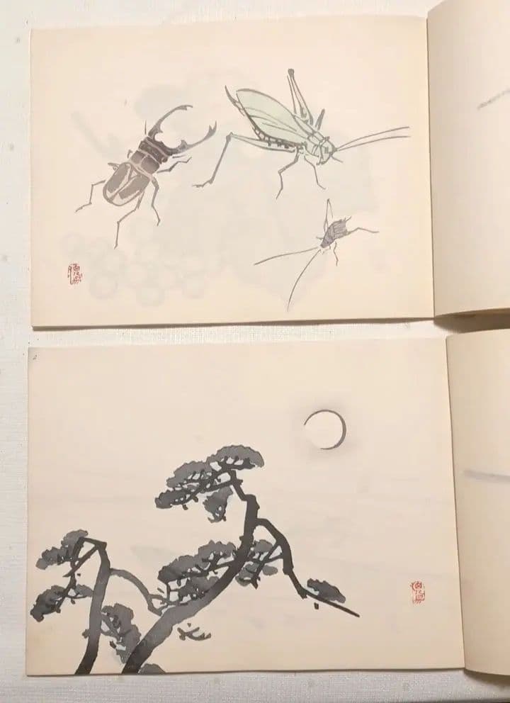 栖鳳習畫帖版画本全4冊の内第2、3、4巻3冊売り竹内栖鳳画昭和45年重版出版