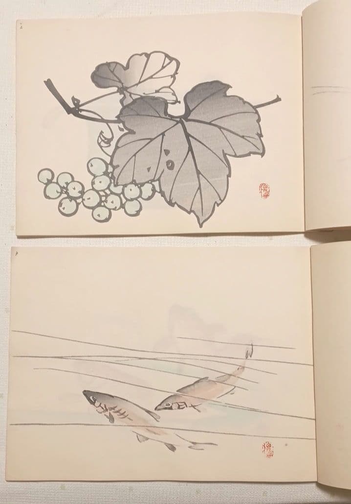 栖鳳習畫帖版画本全4冊の内第2、3、4巻3冊売り竹内栖鳳画昭和45年重版出版